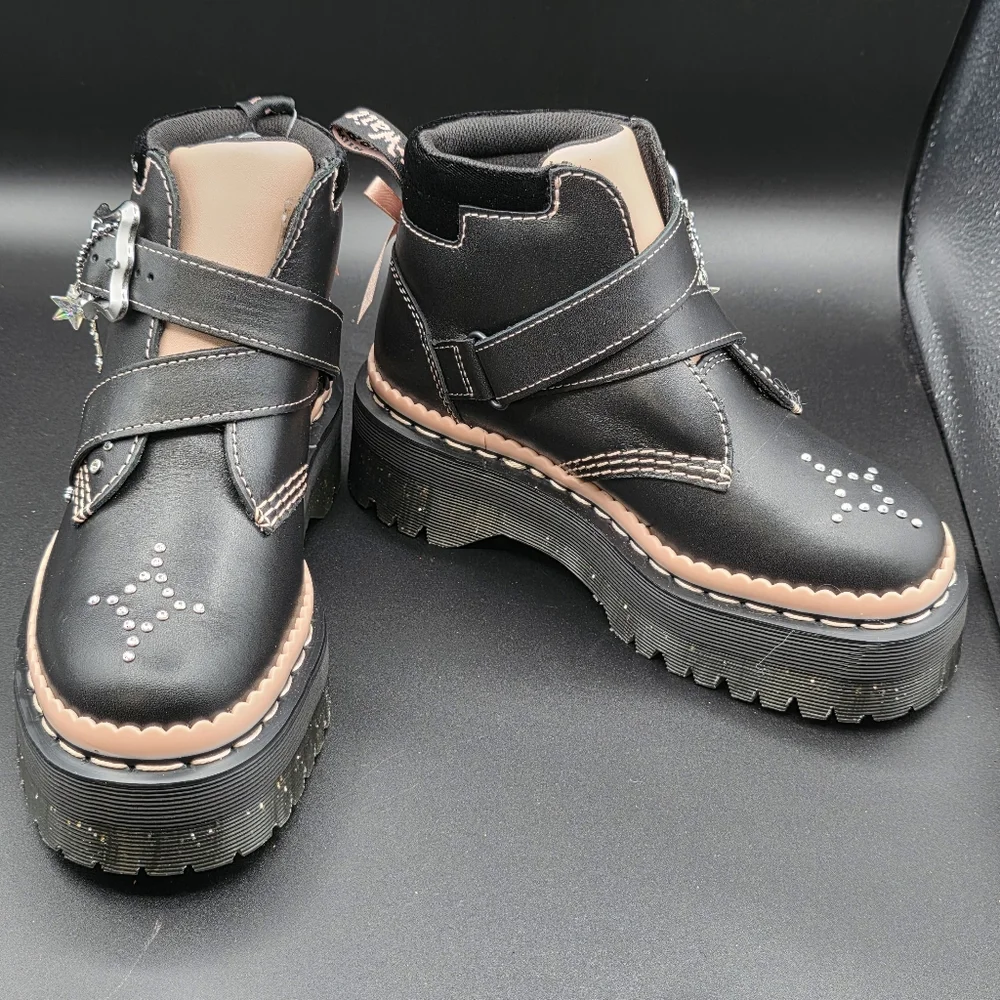 Dr. Martens Women's Caitie Leather Buckle Platform Boot